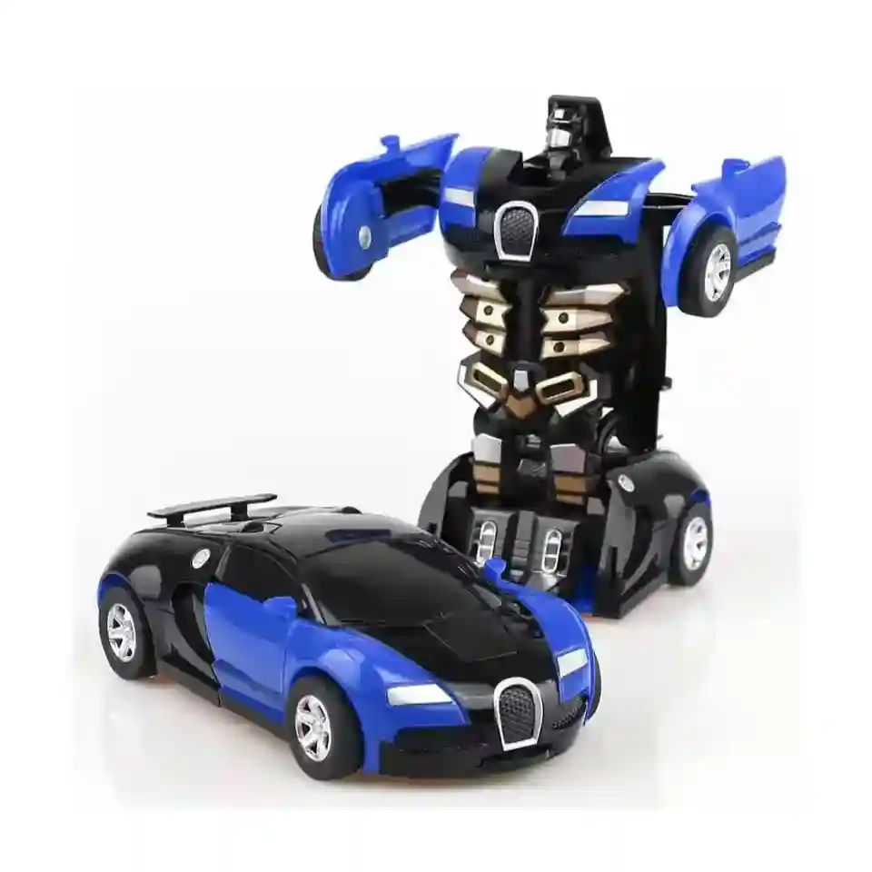 TRA RC 2-in-1 Remote Control Transforming Car, One-Key Transformation Robot, Super Power Deformation Toy, Blue, 6Y+
