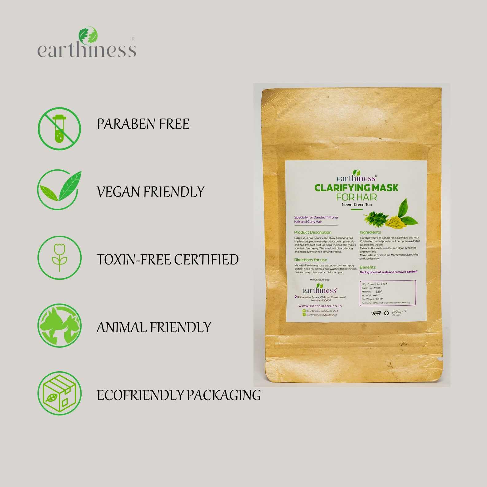 Earthiness Clarifying Mask For Hair - 100 gm