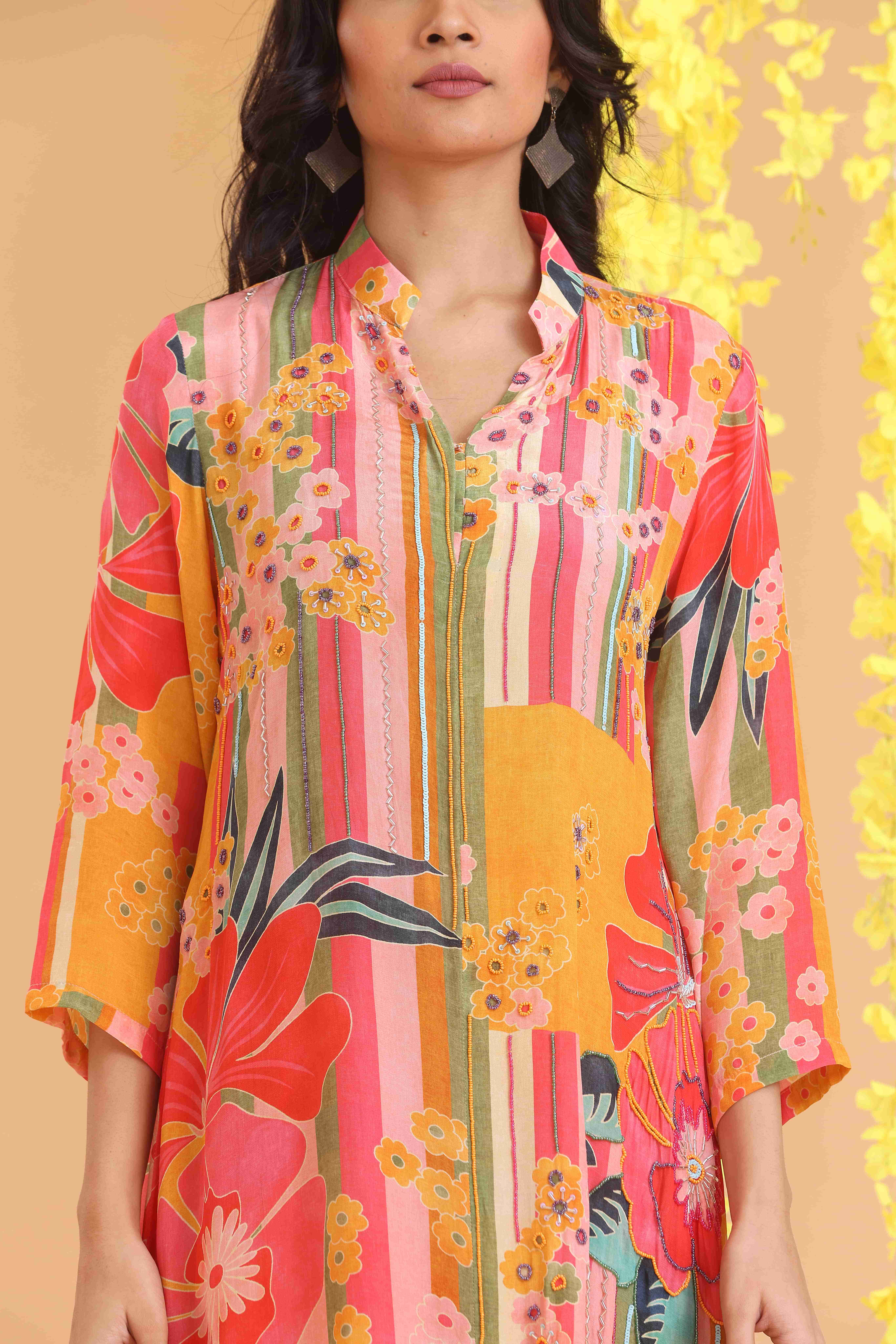 High Low Printed Kurta Set