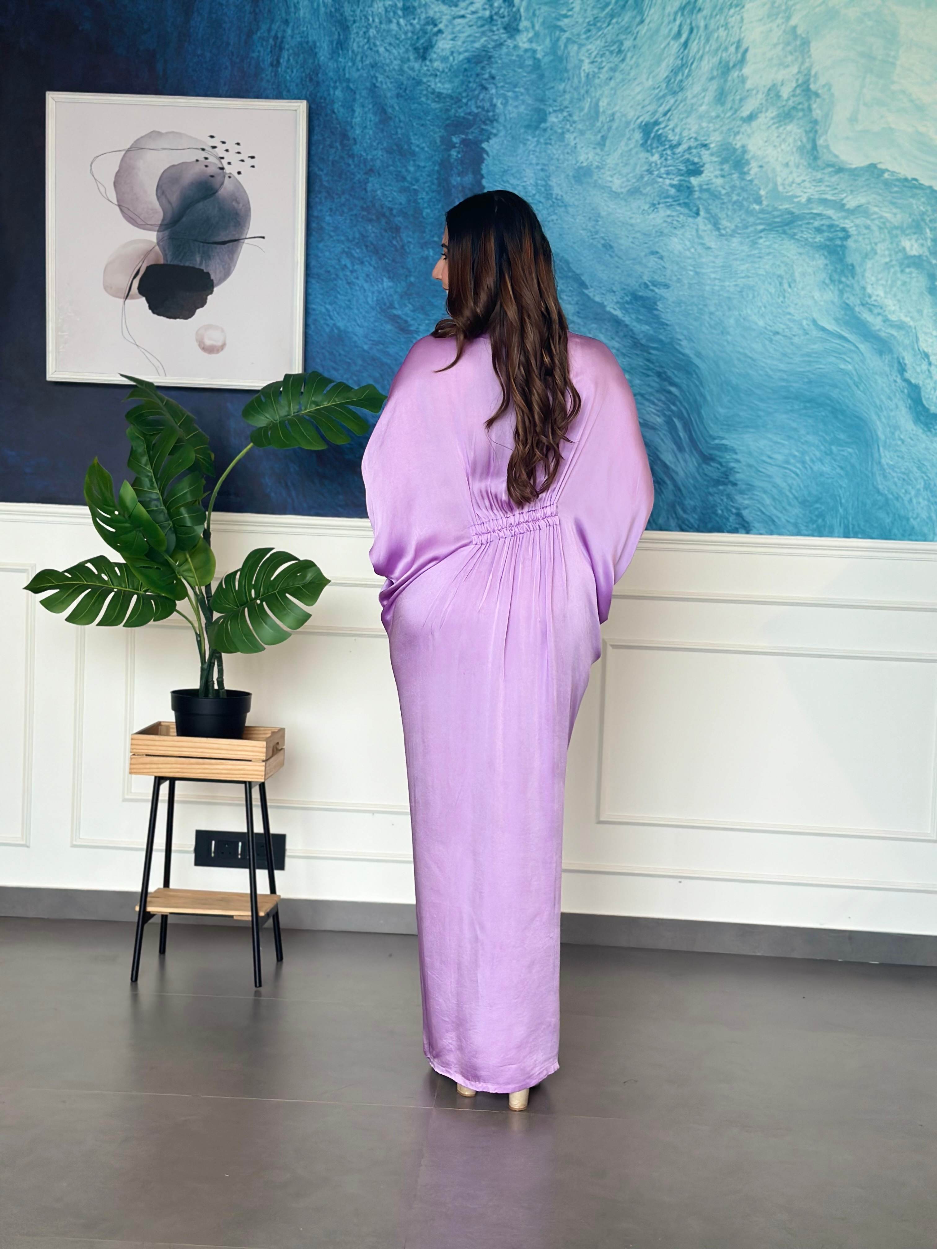 Lavender Embroidered Kaftan Dress