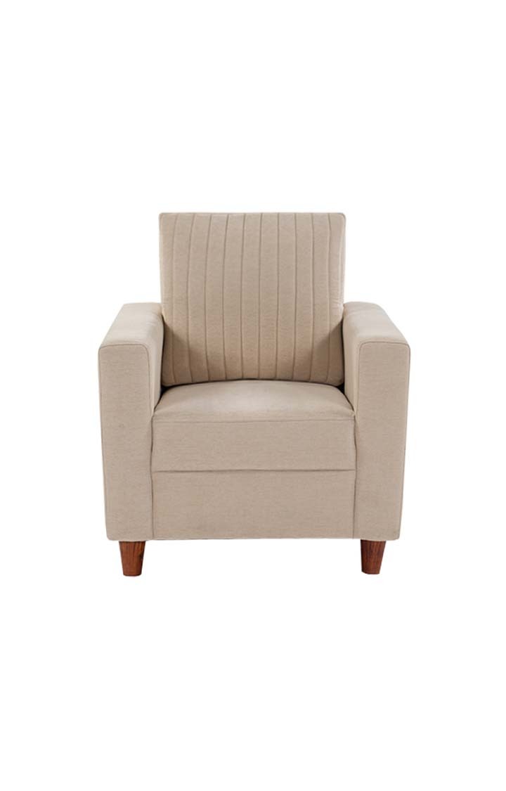 neudot Roman Sofa for Living Room |1 Person Sofa|Premium Fabric with Cushioned Armrest | Solid Wood Frame|1 Seater in Neo Beige Color