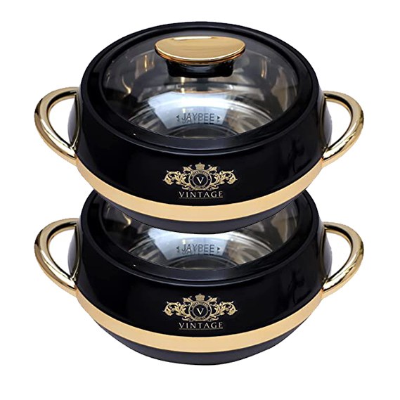 Jaypee Vintage Set of 2 Casserole 1000 ml,and 1000 ml Casserole Set | Quality Jaypee Vintage Set of 2 Casserole | 1000 ml,1000 ml Black Casserole Set Pack of 2