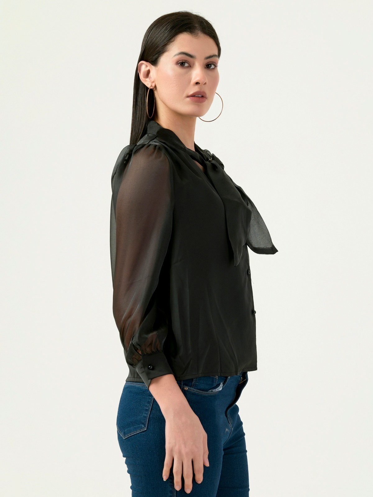 Albion Women Smart Premium Black Blouson Top