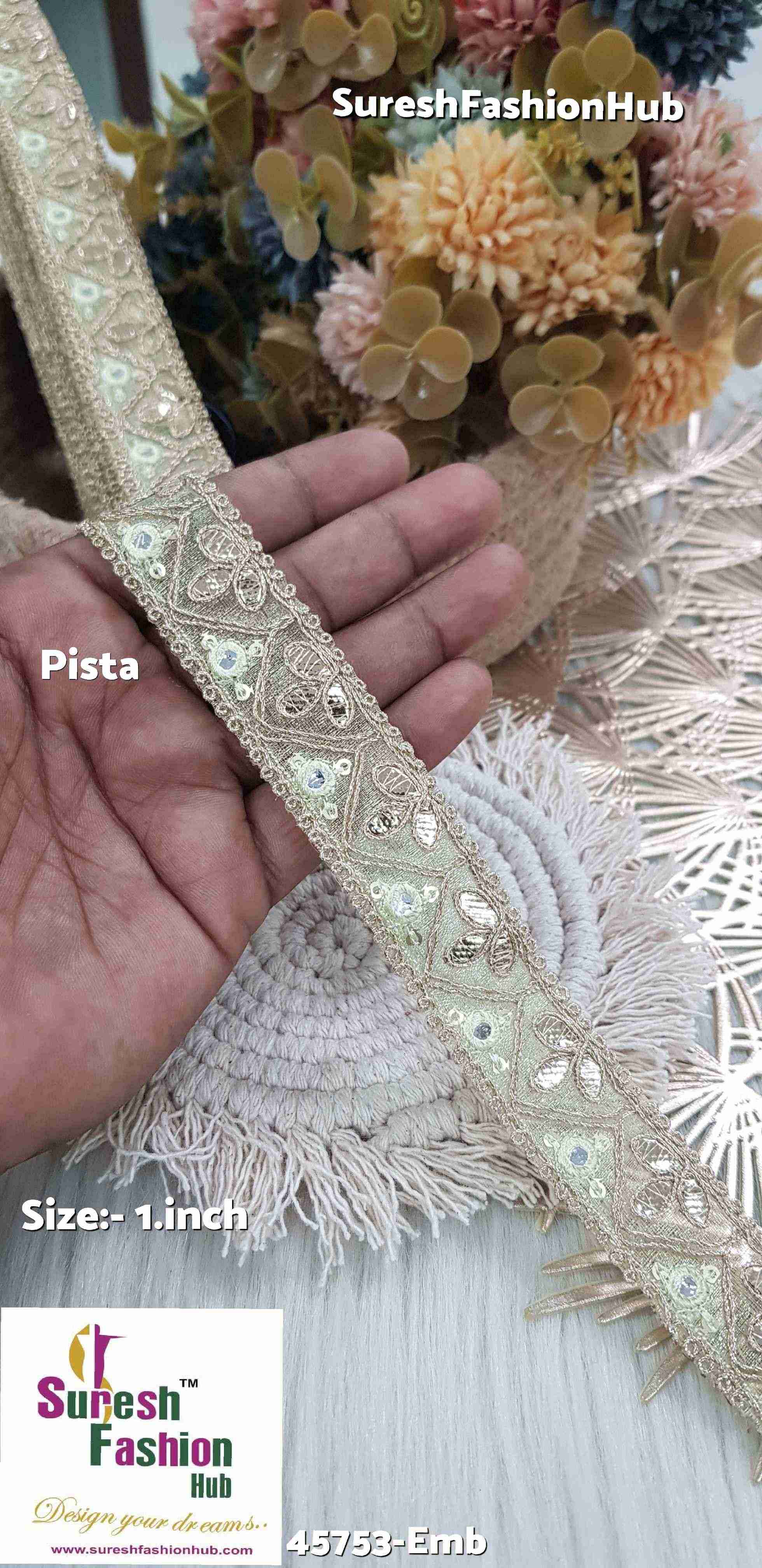 Glimmering Gota and Mirror Embroidered Pista Organza Lace