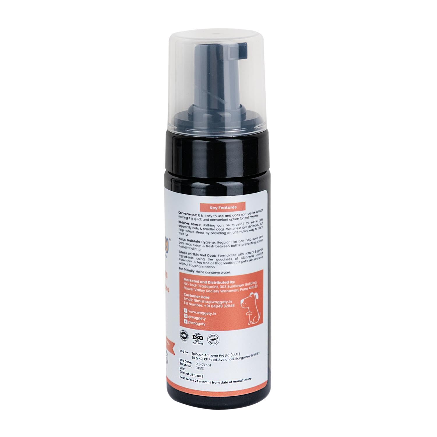 Waggety Waterless Dry Shampoo for Dog, 150 ml
