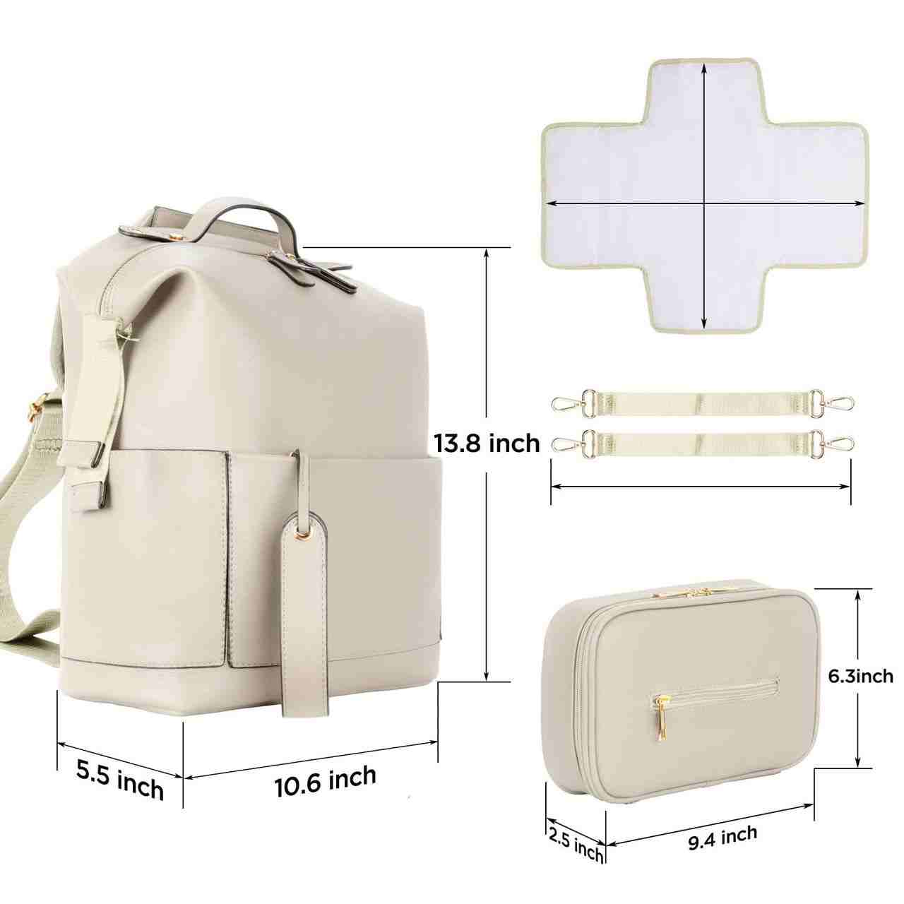 Pearl Luxe Leather Diaper Bag