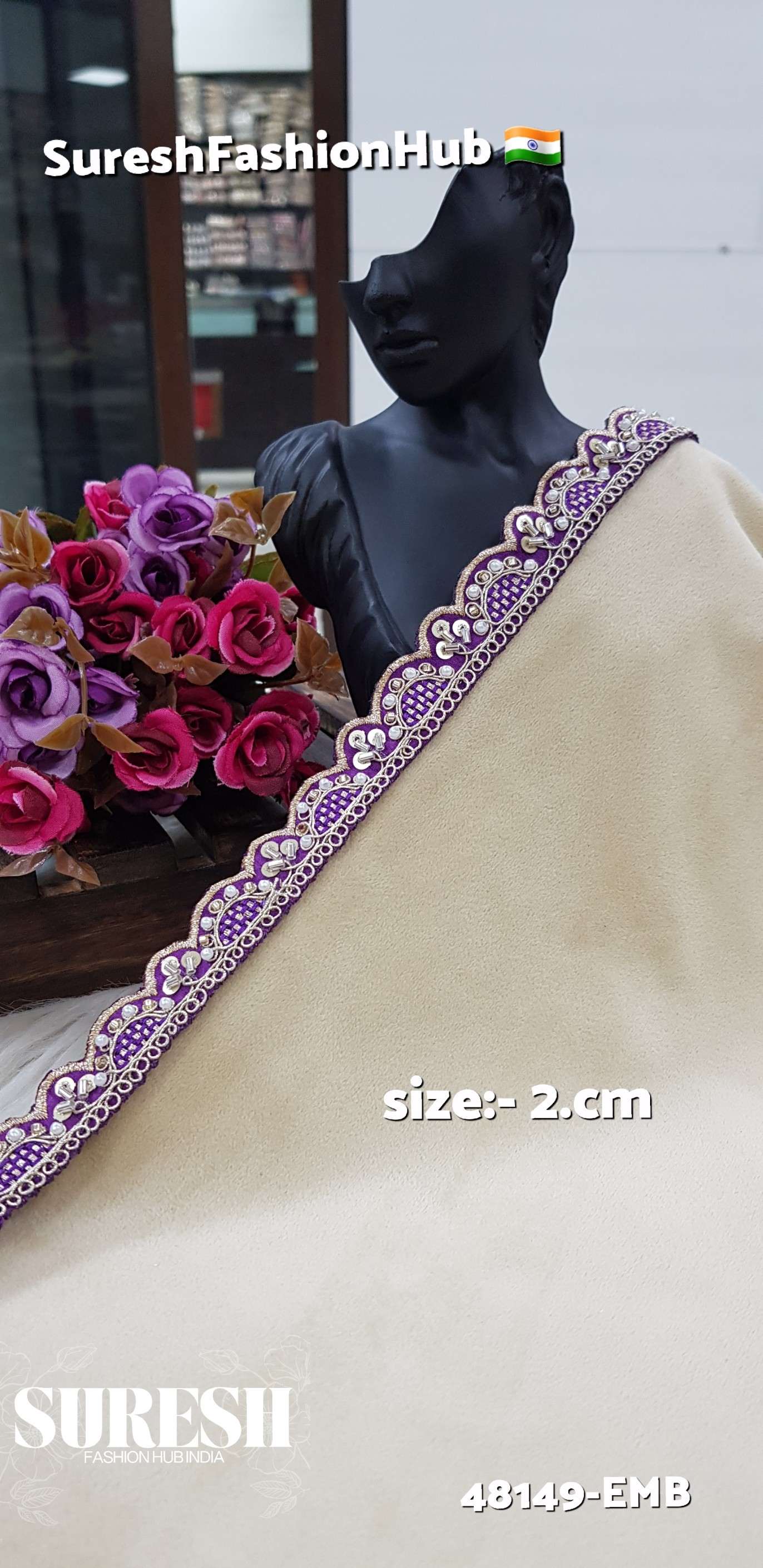 Purple Grace Scallop Edge Lace