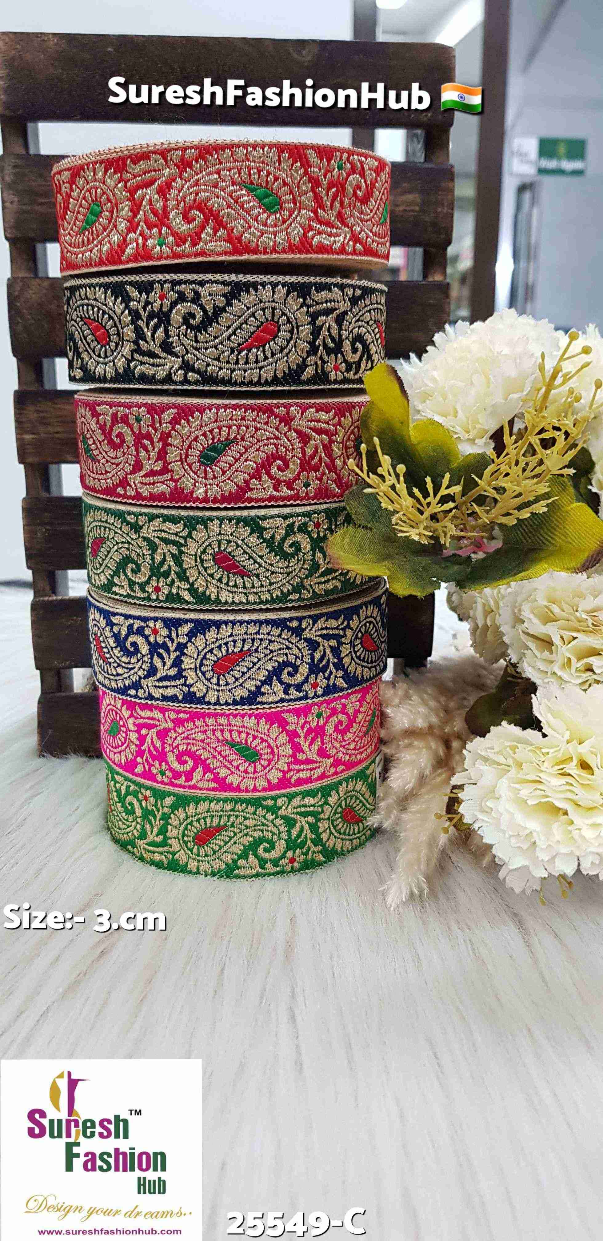 Red Green Floral Keri Banarasi Lace