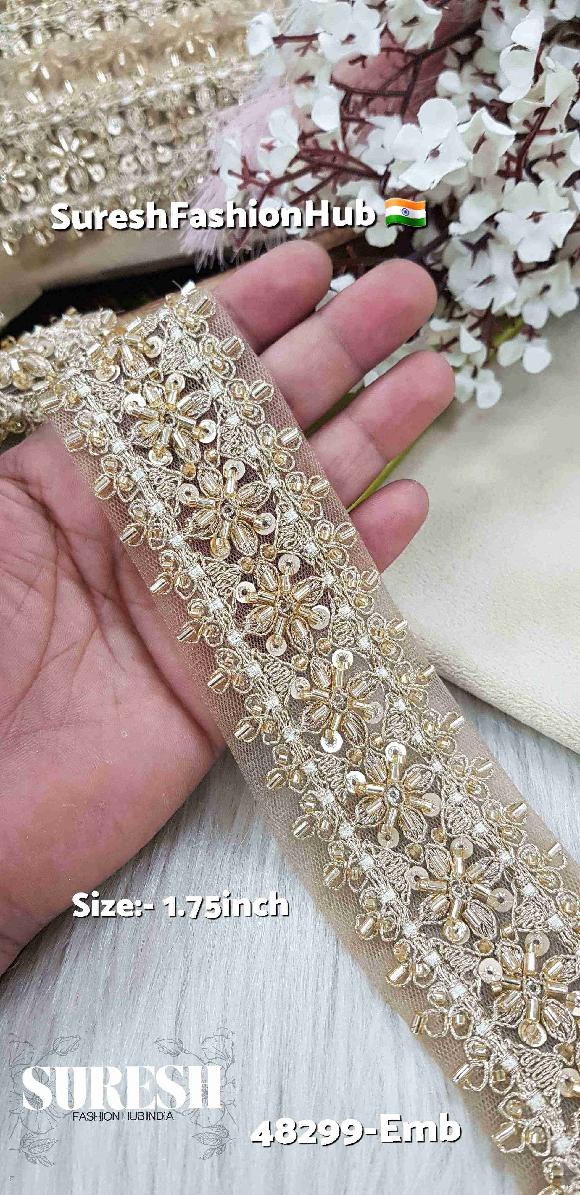  Gold Elegant Embroidery Border Lace