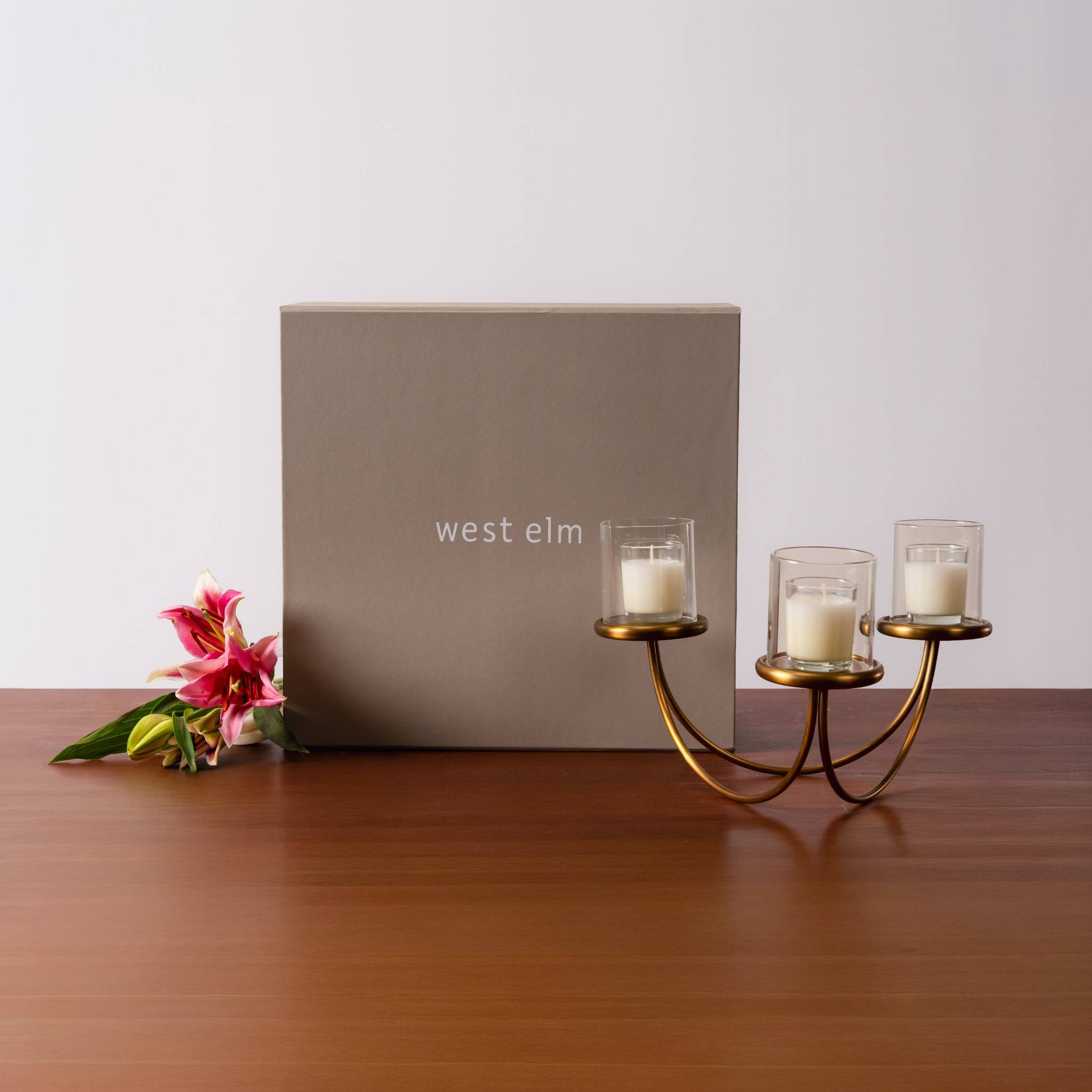 west elm | Gift Hamper Curved Metal Votive Centerpiece