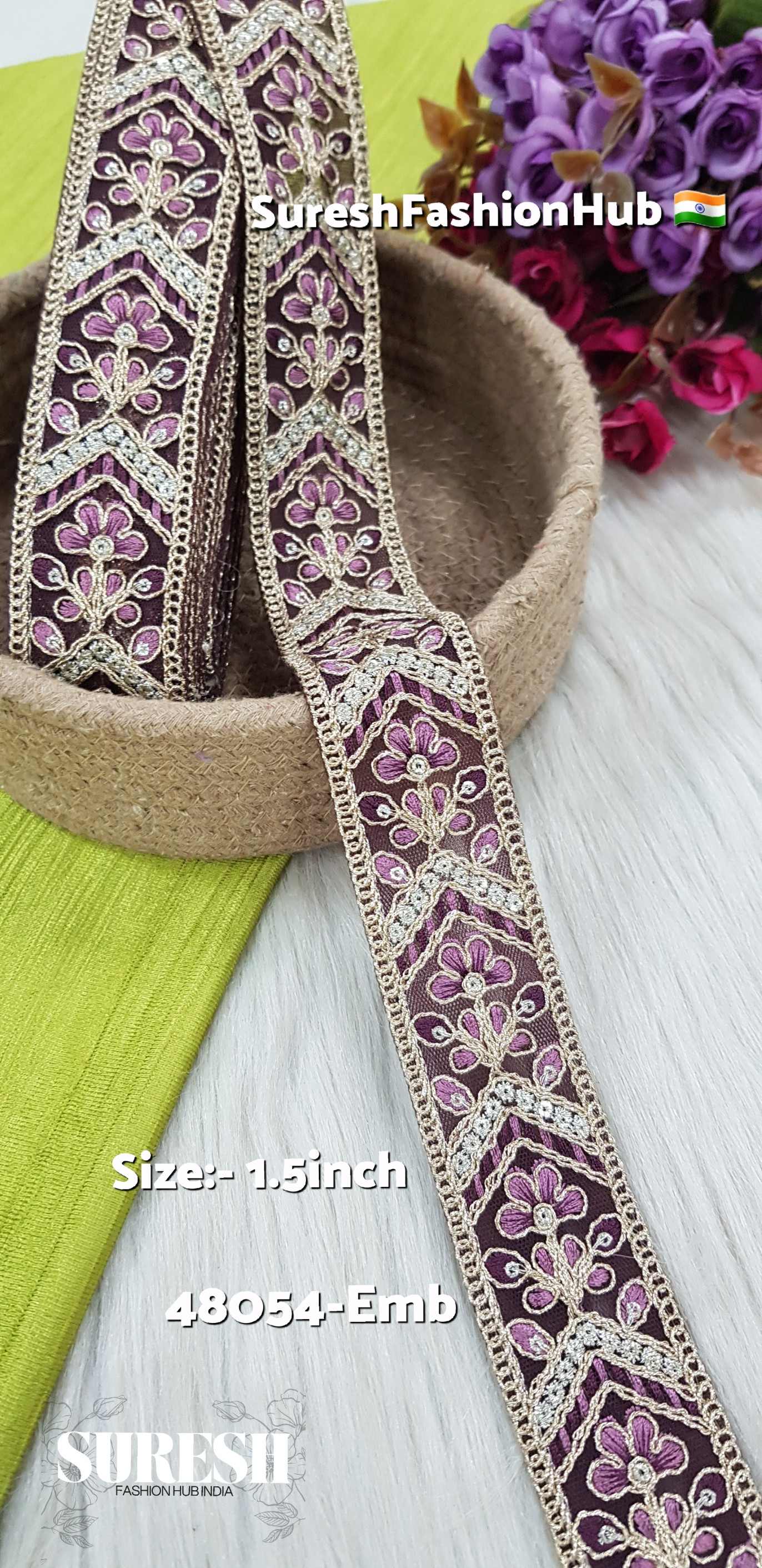 Magenta Floral Embroidery Lace – 48054-Emb