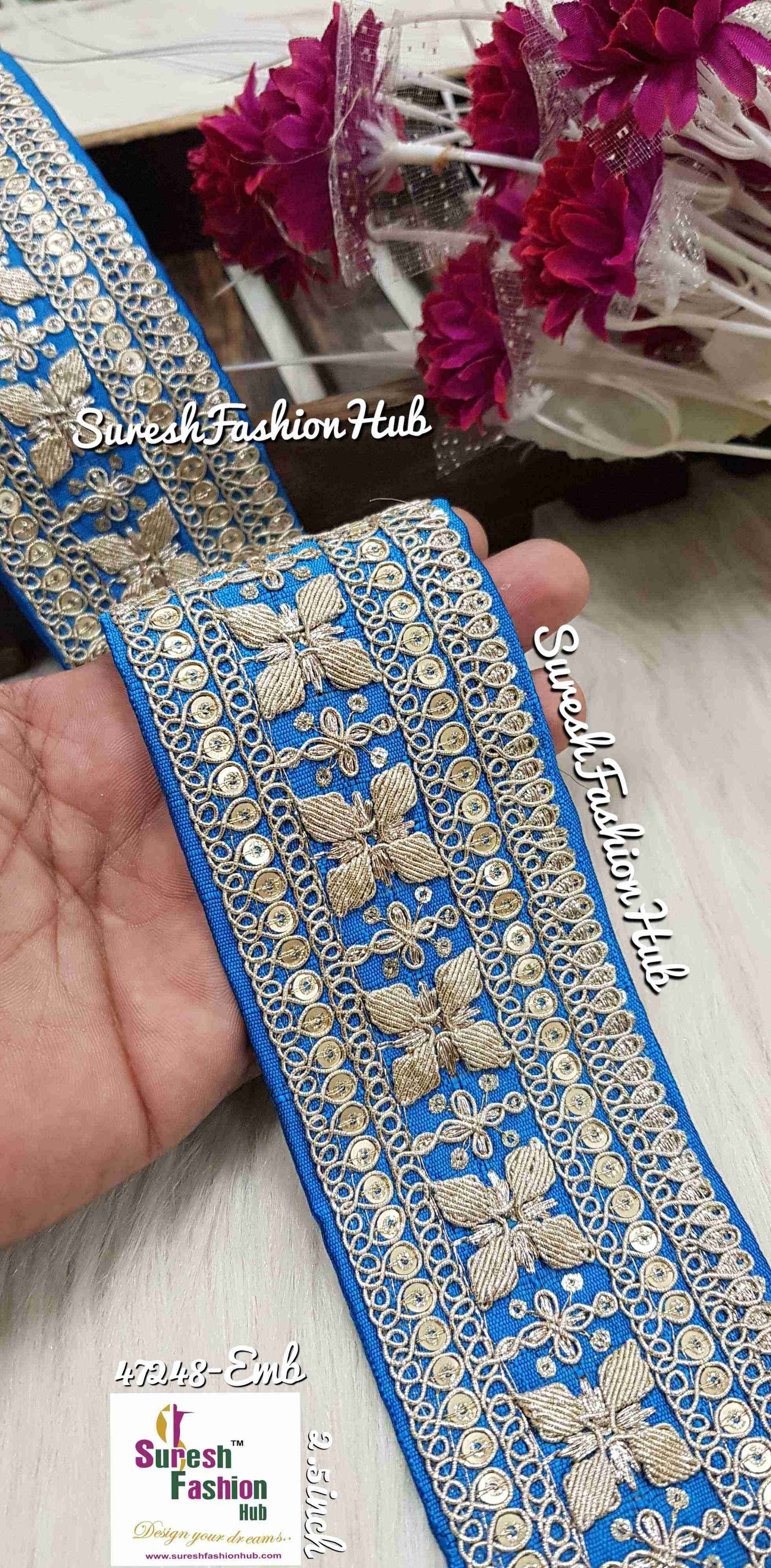 Exquisite Pearl   Firozi   Embroidered Lace