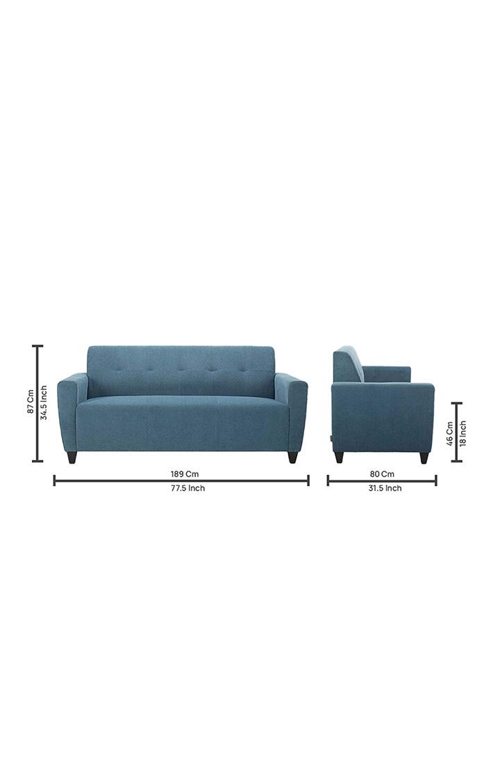neudot Elegance Sofa for Living Room |3 Persons Sofa|Premium Fabric with Cushioned Armrest | Neem Wood Frame|3 Seater in - Blue