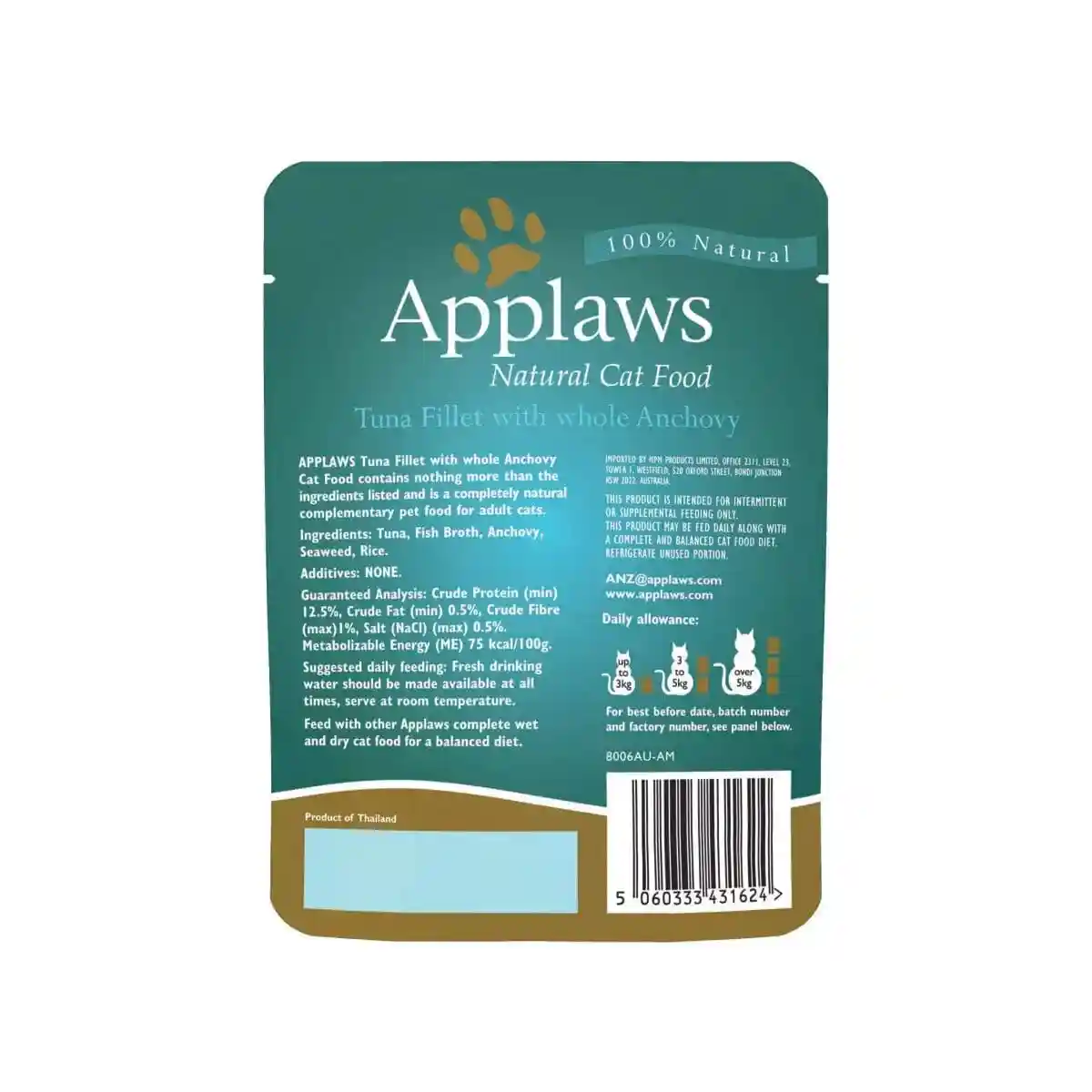 Applaws Tuna Fillet with Whole Anchovy Cat Wet Food