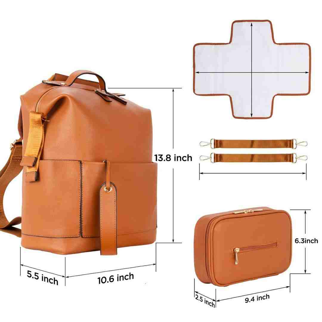Dune Tan Leather Diaper Bag