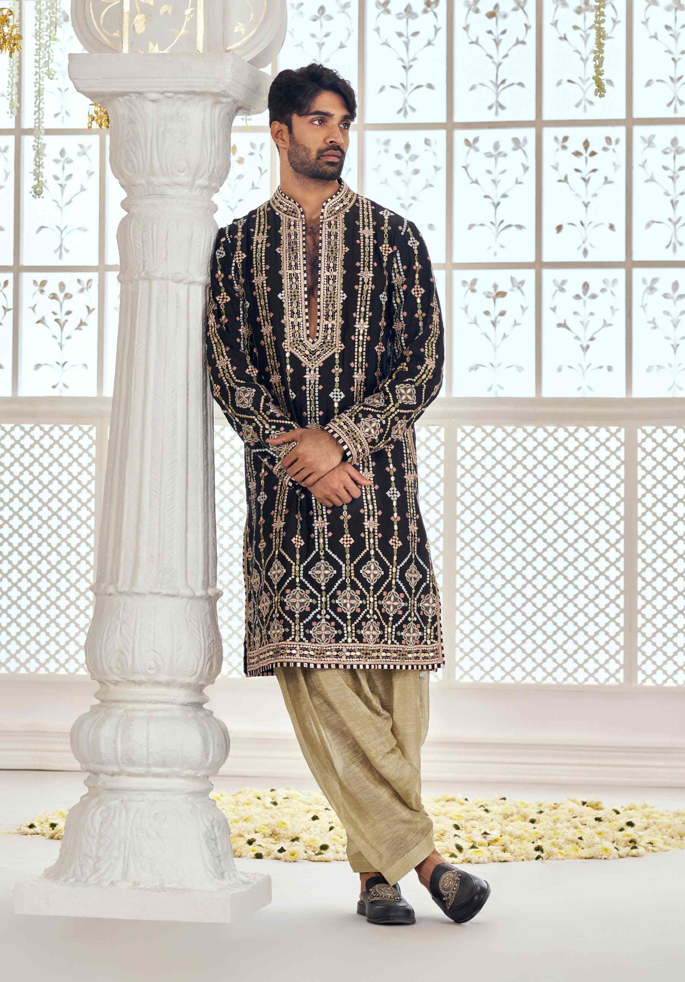 Black Chanderi Kurta