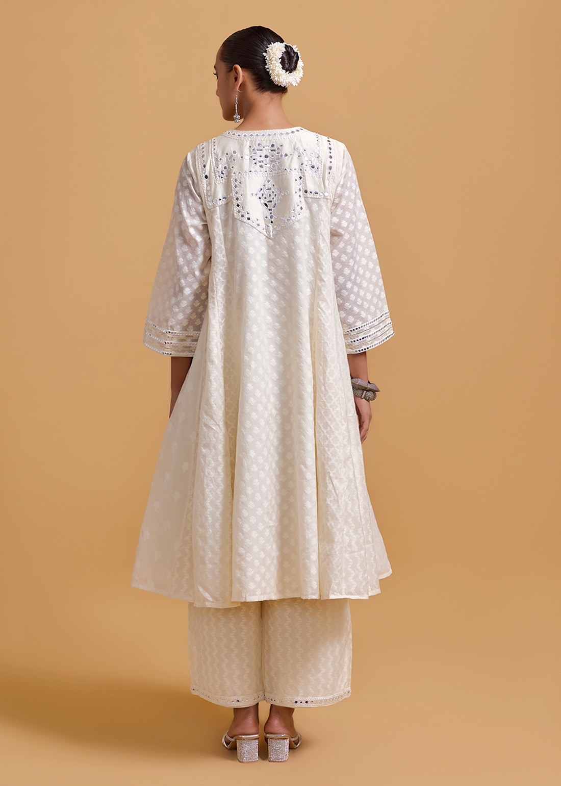 Azra Mirror Offwhite Kali Kurta