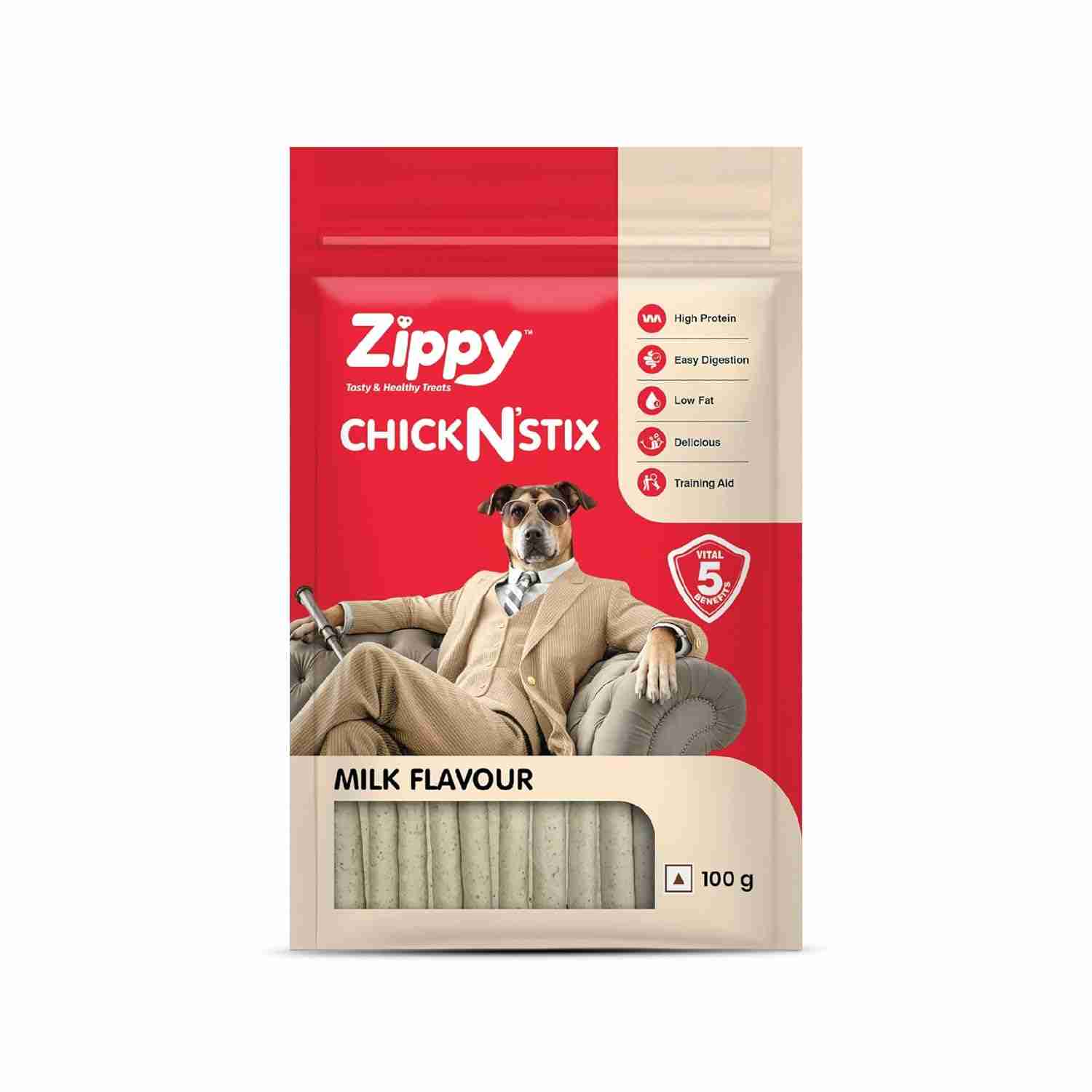 Zippy Chick N' Stix Sticks for Dog Milk 100g