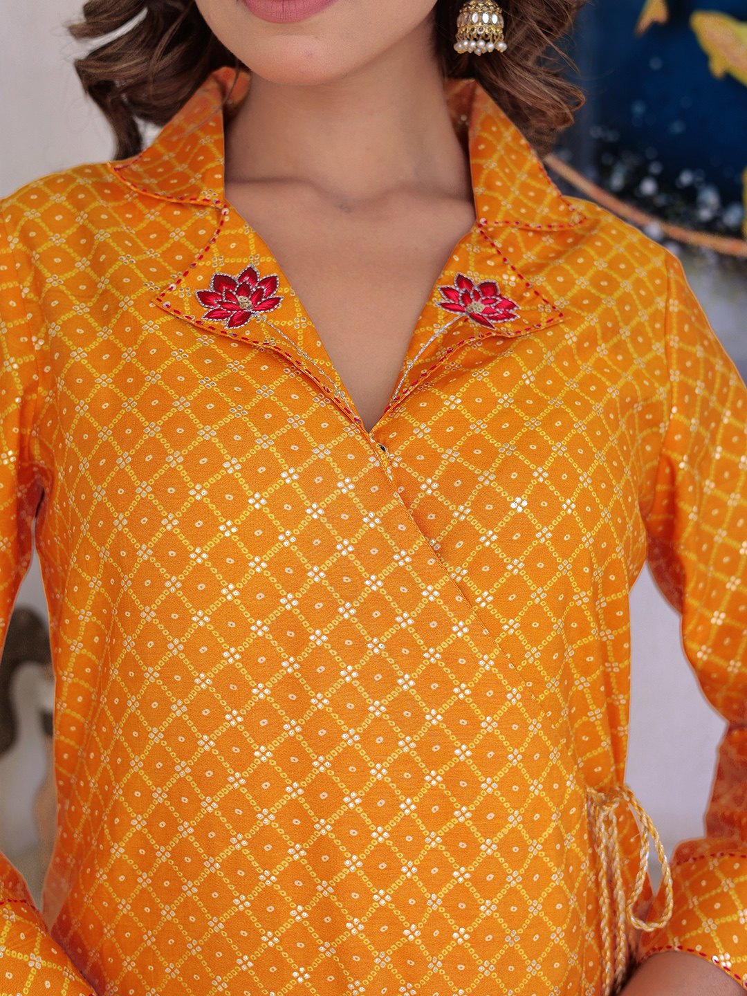 MUSTARD BANDHANI PRINTED CO-ORD SET