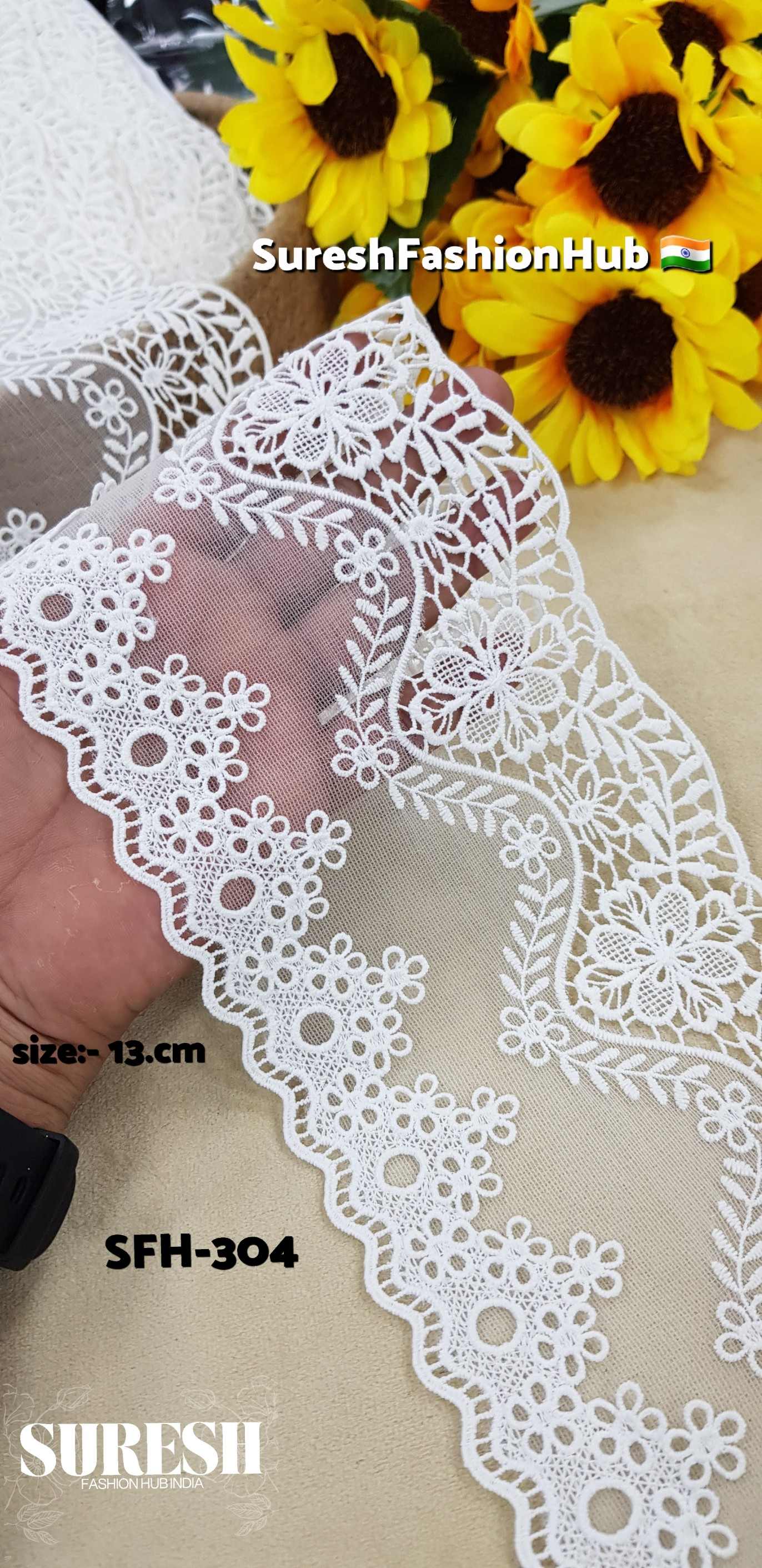 Opulent Bloom Dual Scallop Lace – White  SFH-304