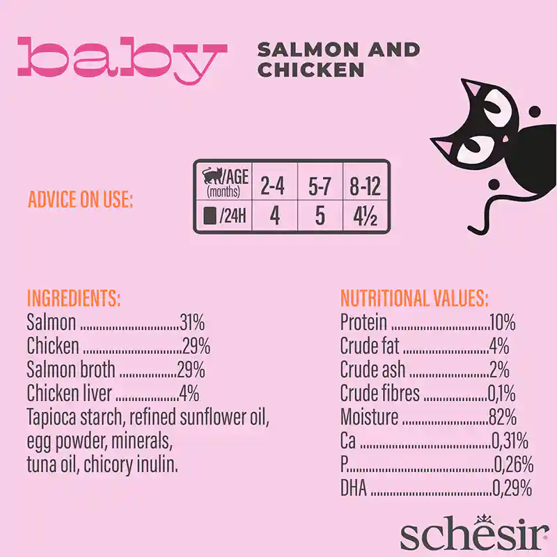 Schesir Baby Mousse Kitten Salmon & Chicken Wet Cat Food Can, 70g