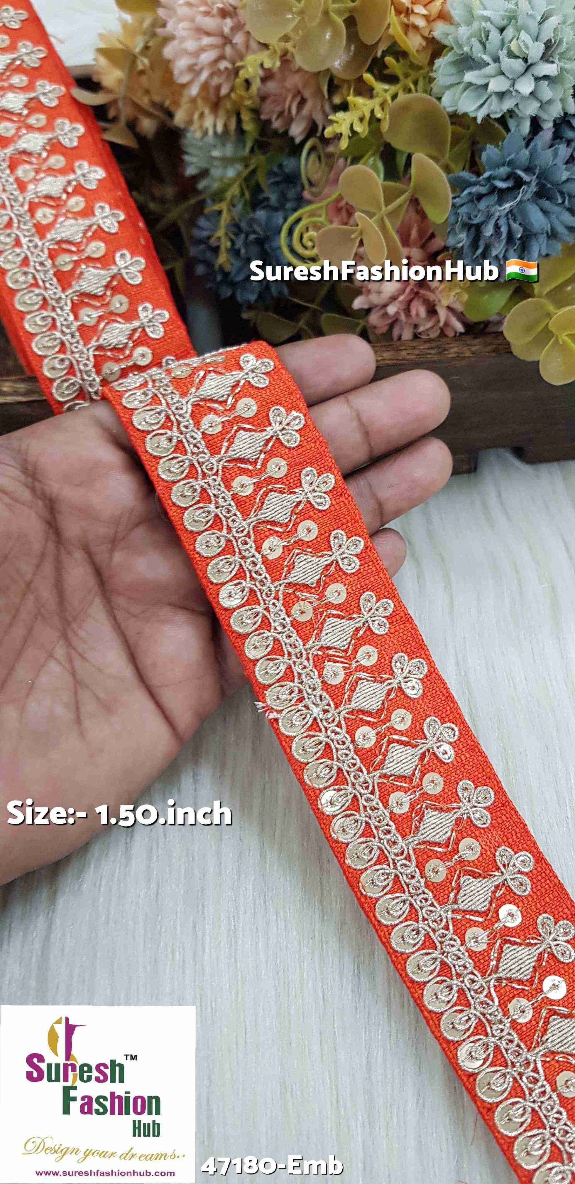 Orange Royal Elegance Embroidered Lace