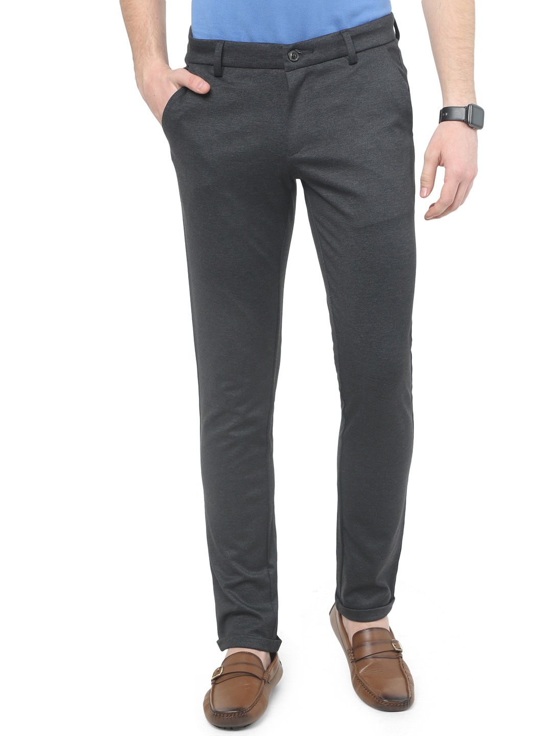 Black Solid Venice Fit Casual Trouser | JadeBlue