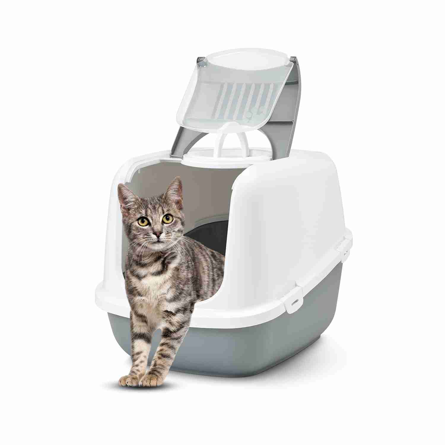 Savic Nestor Jumbo Cat Litter Box - White Bluestone