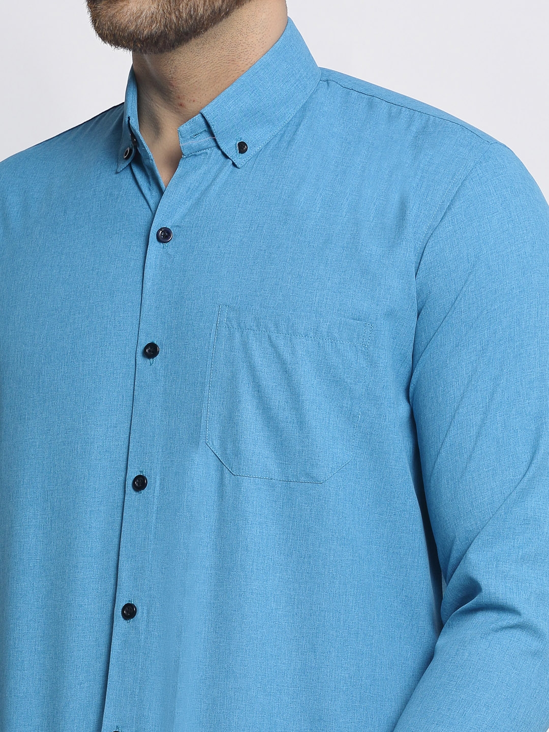 Jainish | Jainish Men's Cotton Solid Button Down Casual Shirts 3