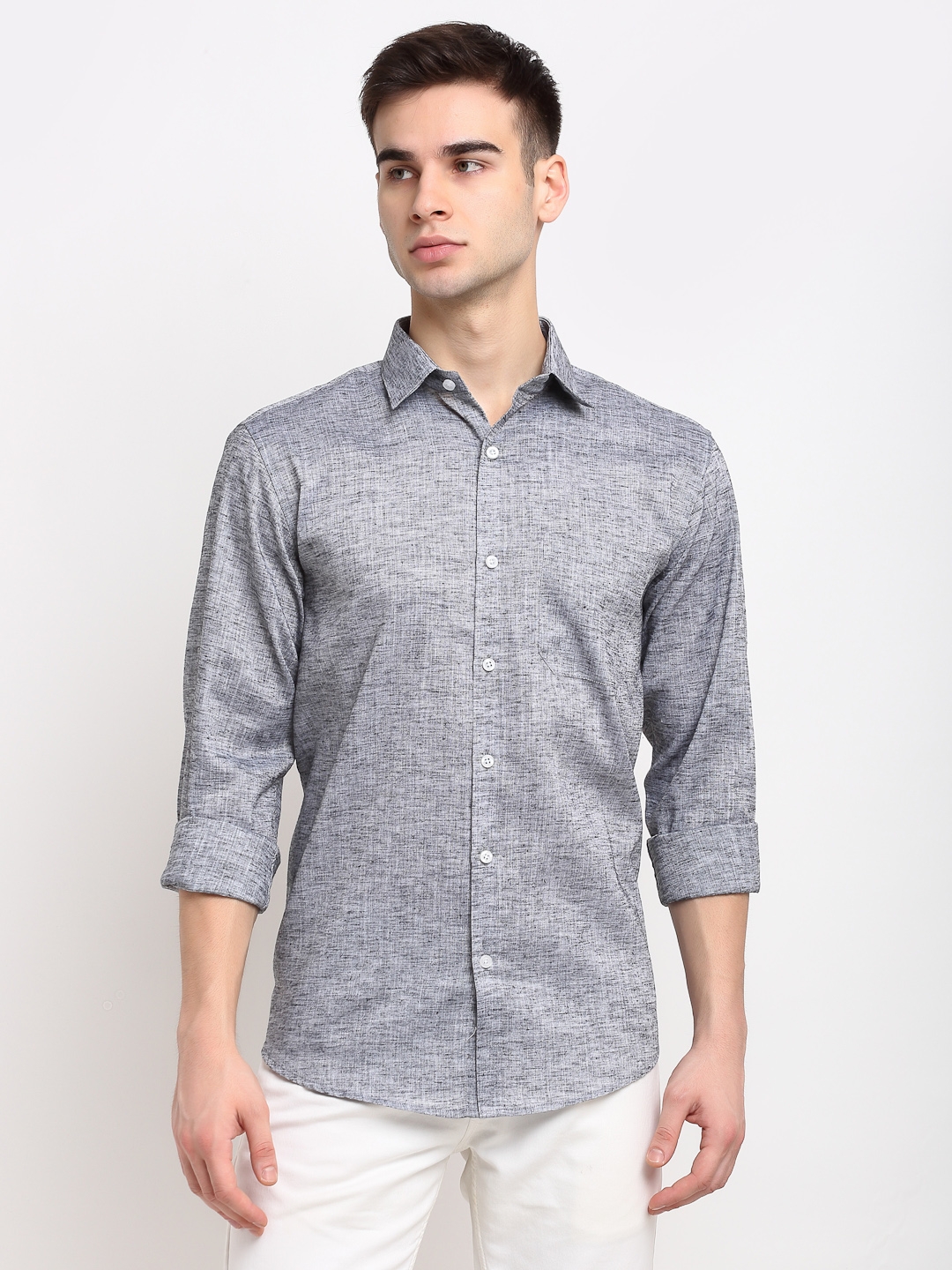 Men's Solid Cotton Casual Shirt 