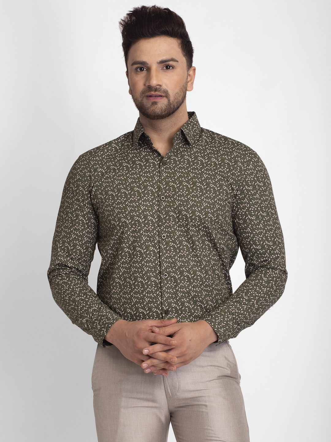 Jainish Men's Cotton Printed Formal Shirts