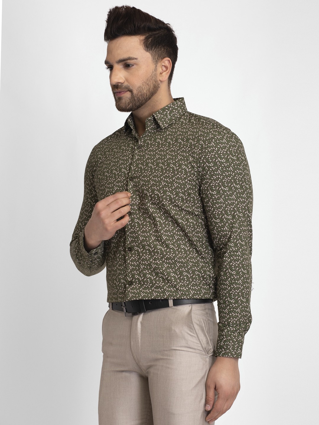 Jainish Men's Cotton Printed Formal Shirts