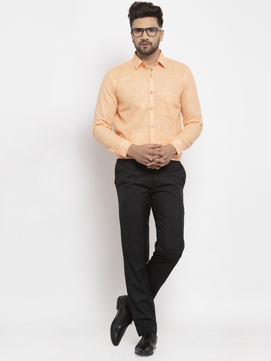 Jainish Men's Dobby Solid Formal Shirts