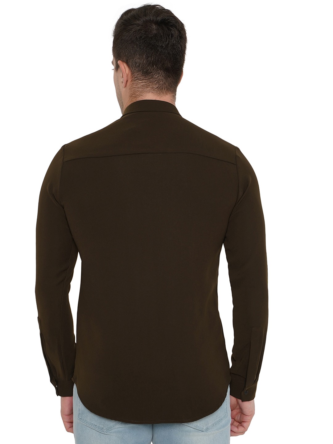 Brown Solid Slim Fit Party Wear Shirt | JB Studio