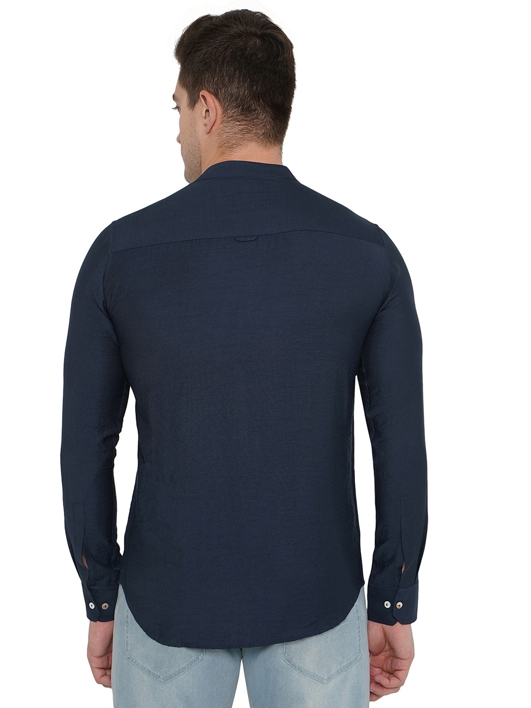 Dark Blue Solid Slim Fit Sort Kurta | JB Studio