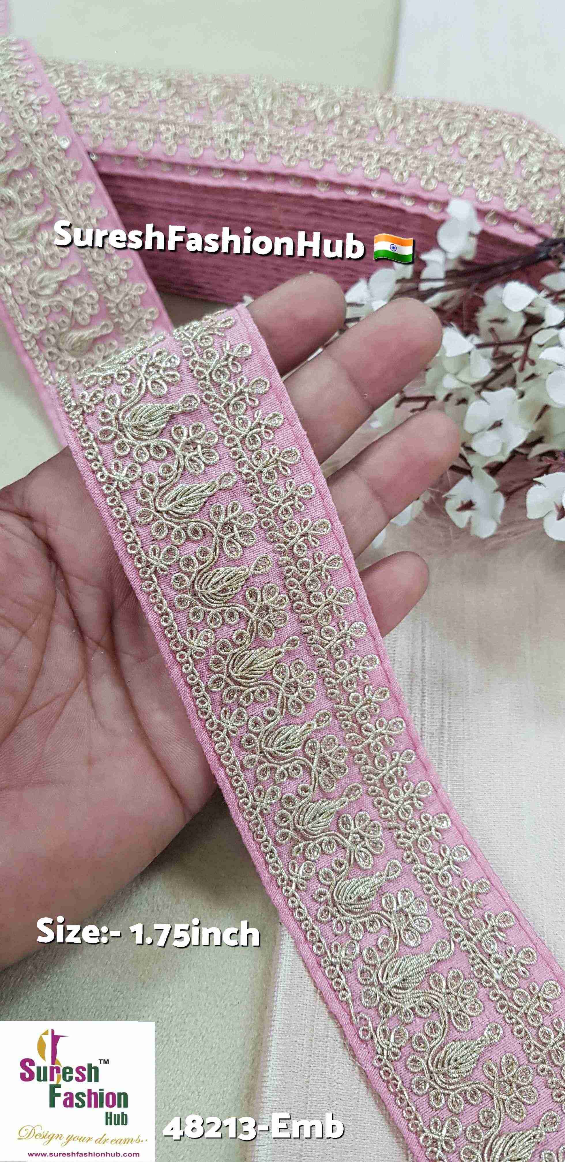Baby Pink Pearl & Sequence Fabric Lace