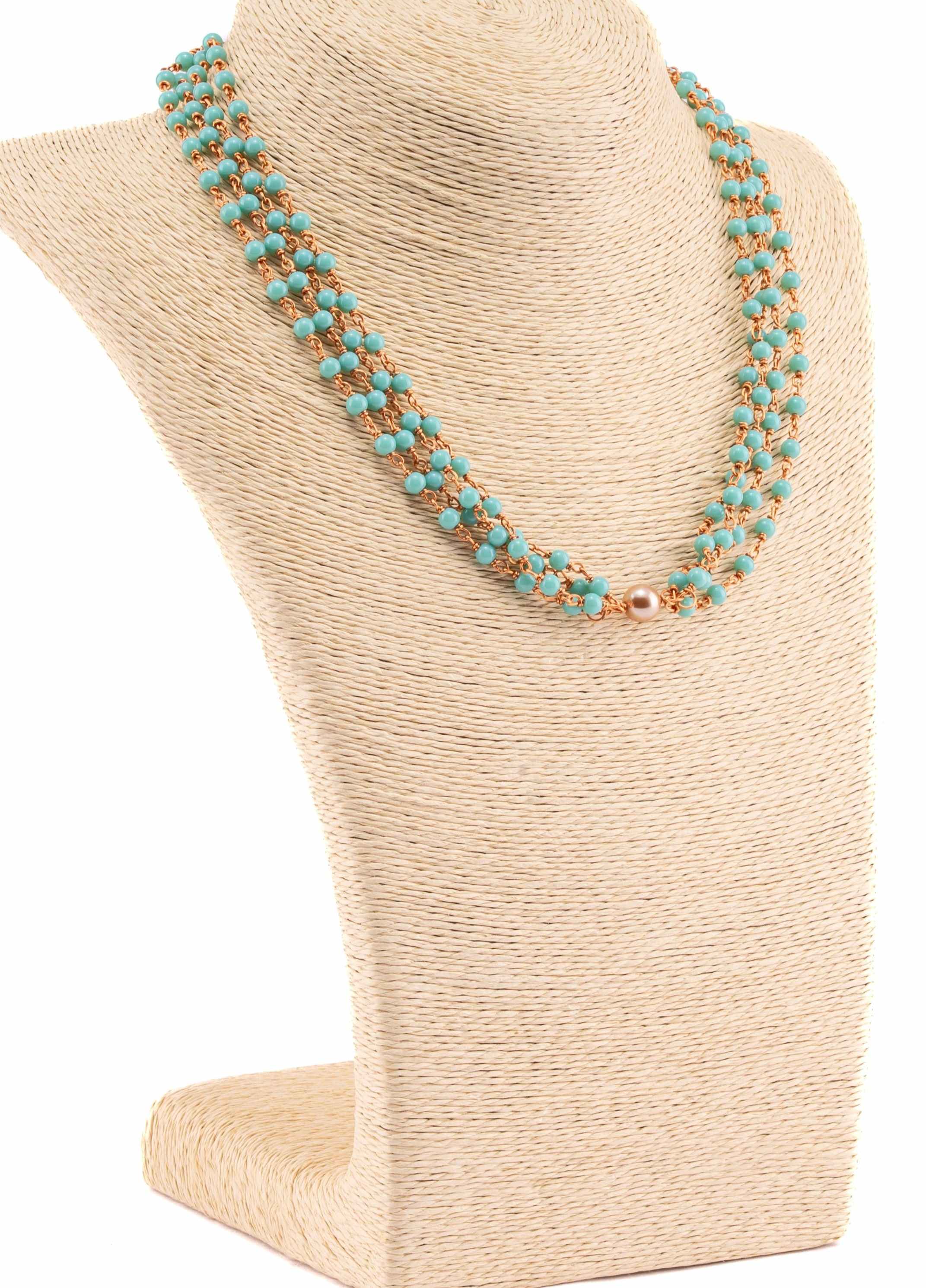 Multi-layered pearl centered beaded neclace