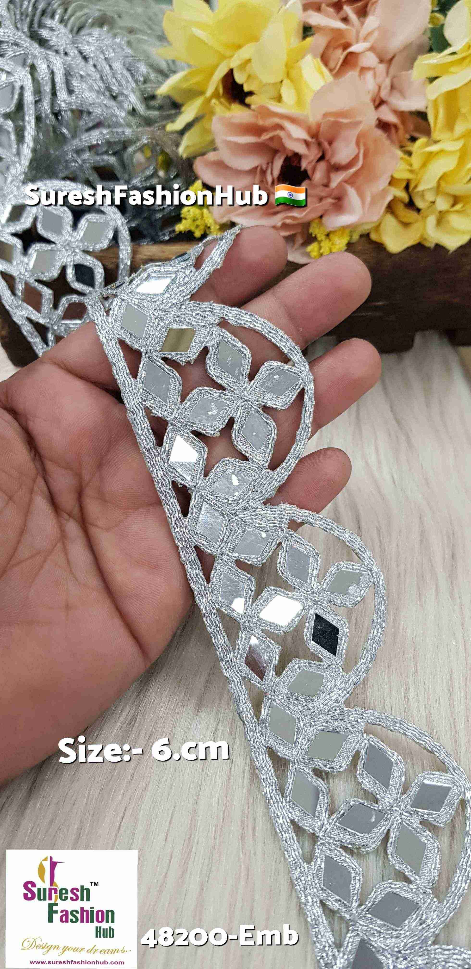 Scalloped Elegance Silver Cutwork Lace