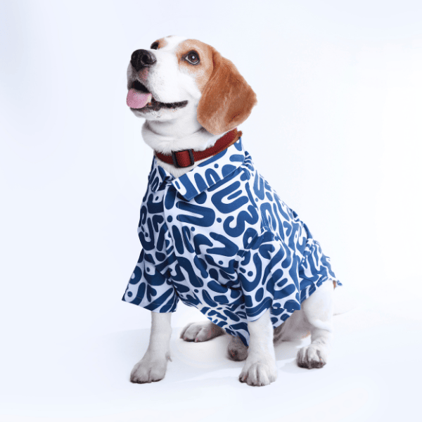 Ezra Polyester Blend Dog Shirt – Abstract Blue