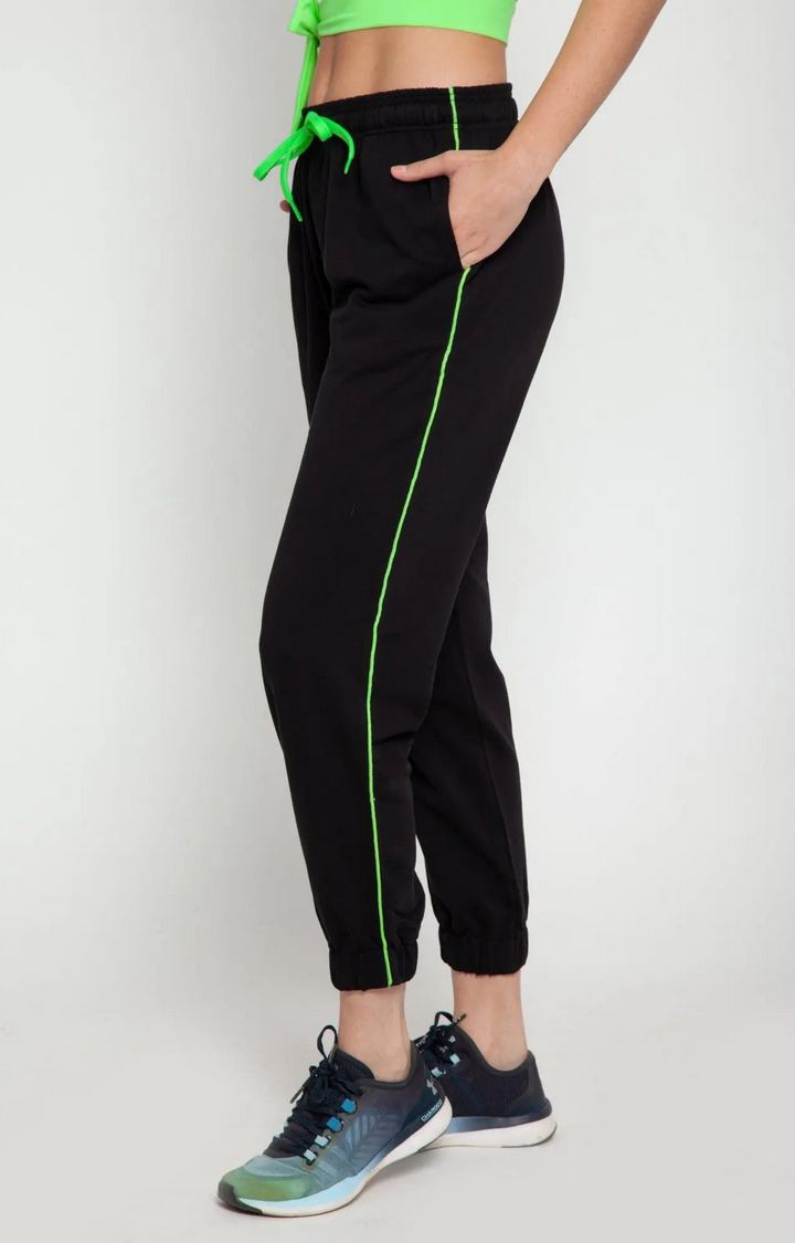 Women's - Neon Vintage Logo Low Rise Flare Joggers in Bison Black