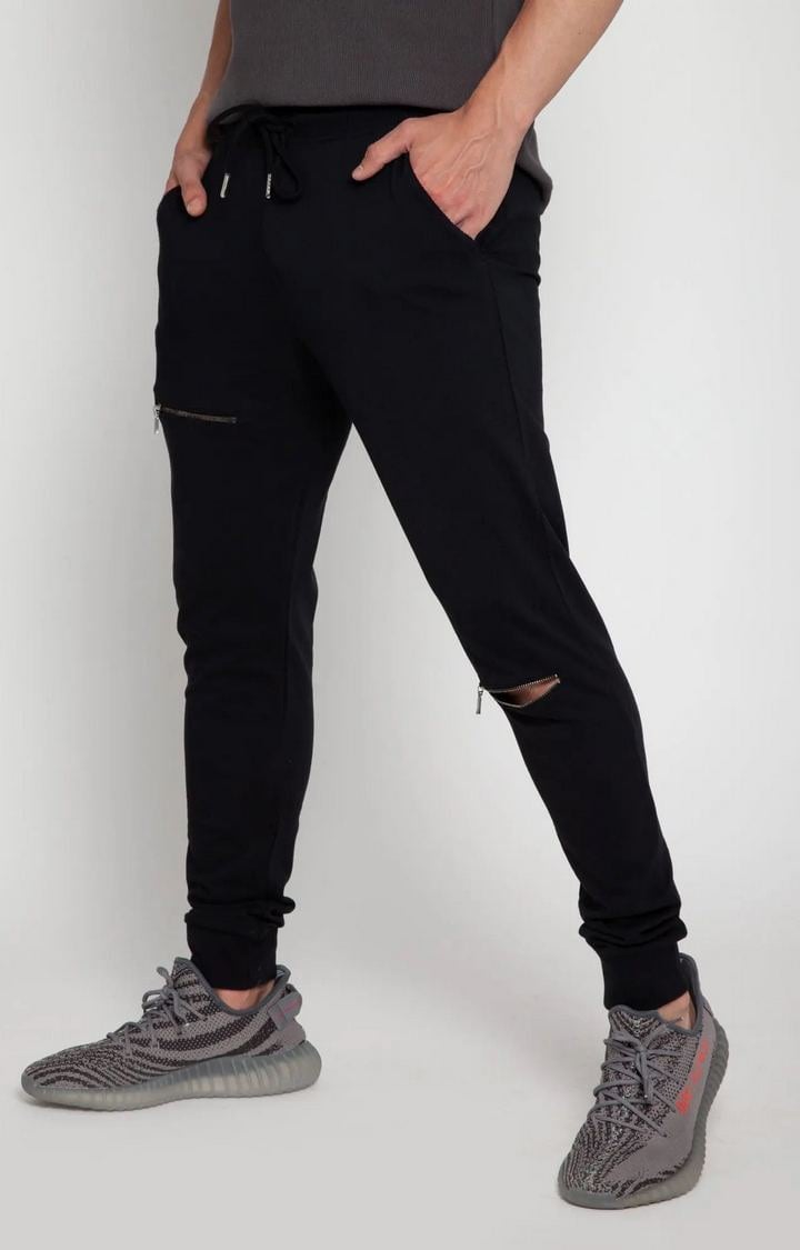 Black Tapered Zip Joggers