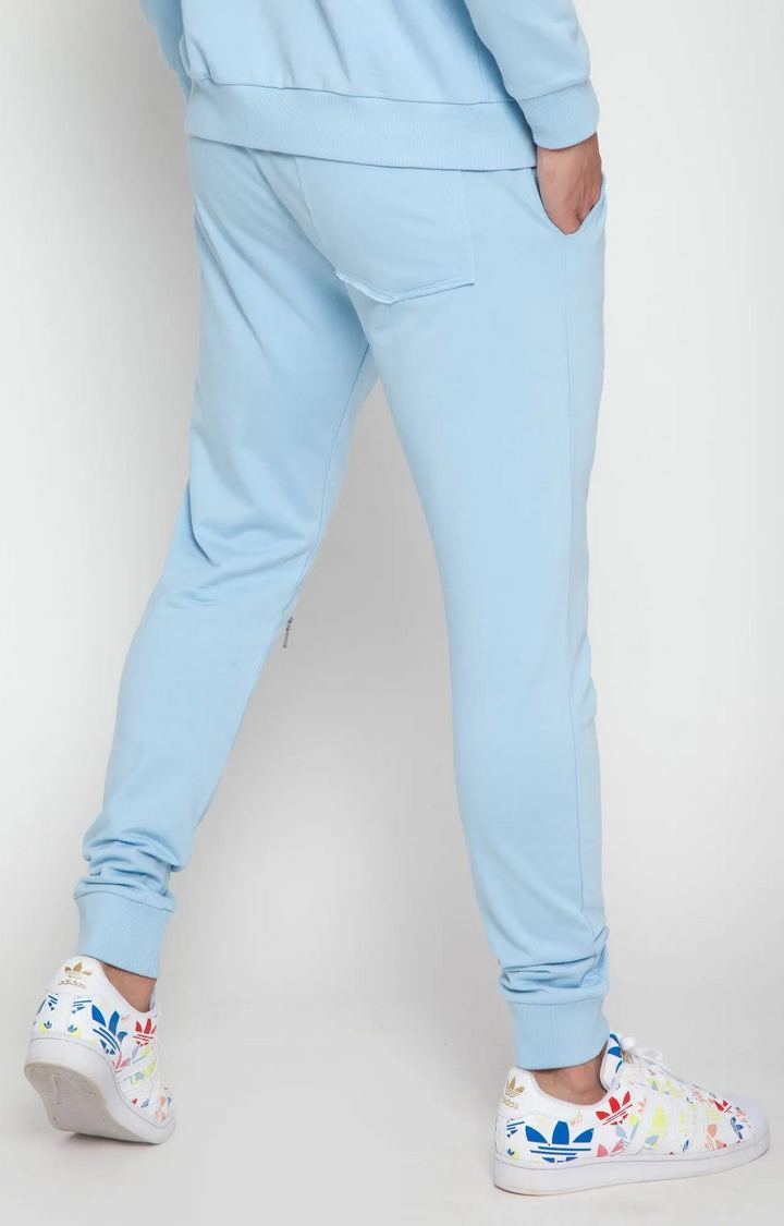 Sky Blue Tapered Zip Joggers