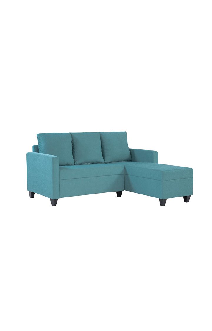 neudot Saya LHS Sectional Sofa for Living Room |4 Person Sofa| Premium Fabric with Cushioned Armrest | 12 Months Warranty| Solid Wood Frame| 4 Seater in Saya Teal Color DIY(Do-It-Yourself)