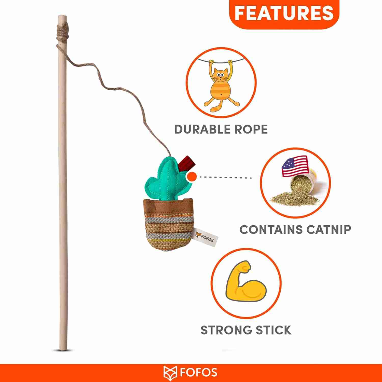 Barkbutler Fofos Cat Toys Cactus Wand Phoenix