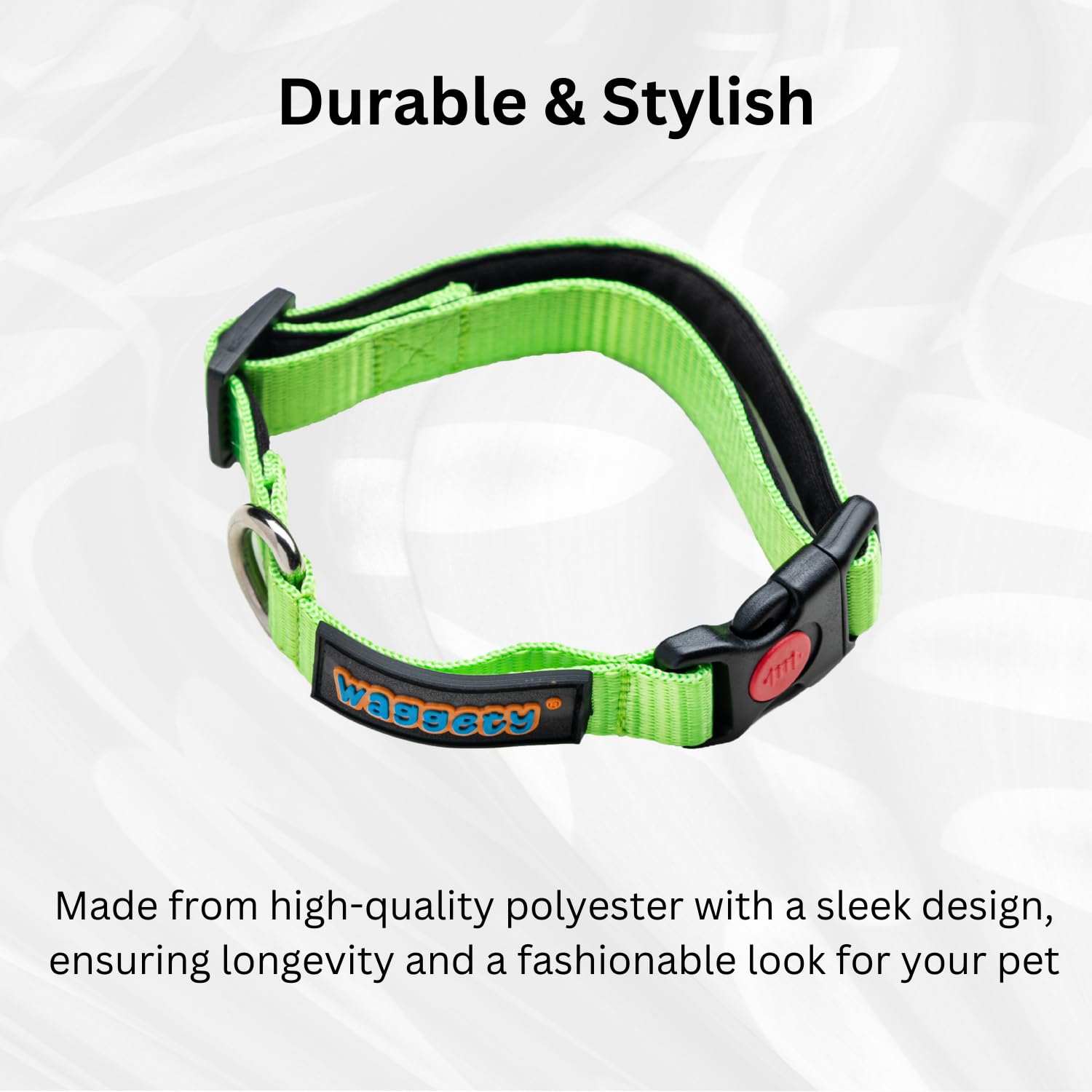 Waggety Padded Dog Collar, Green