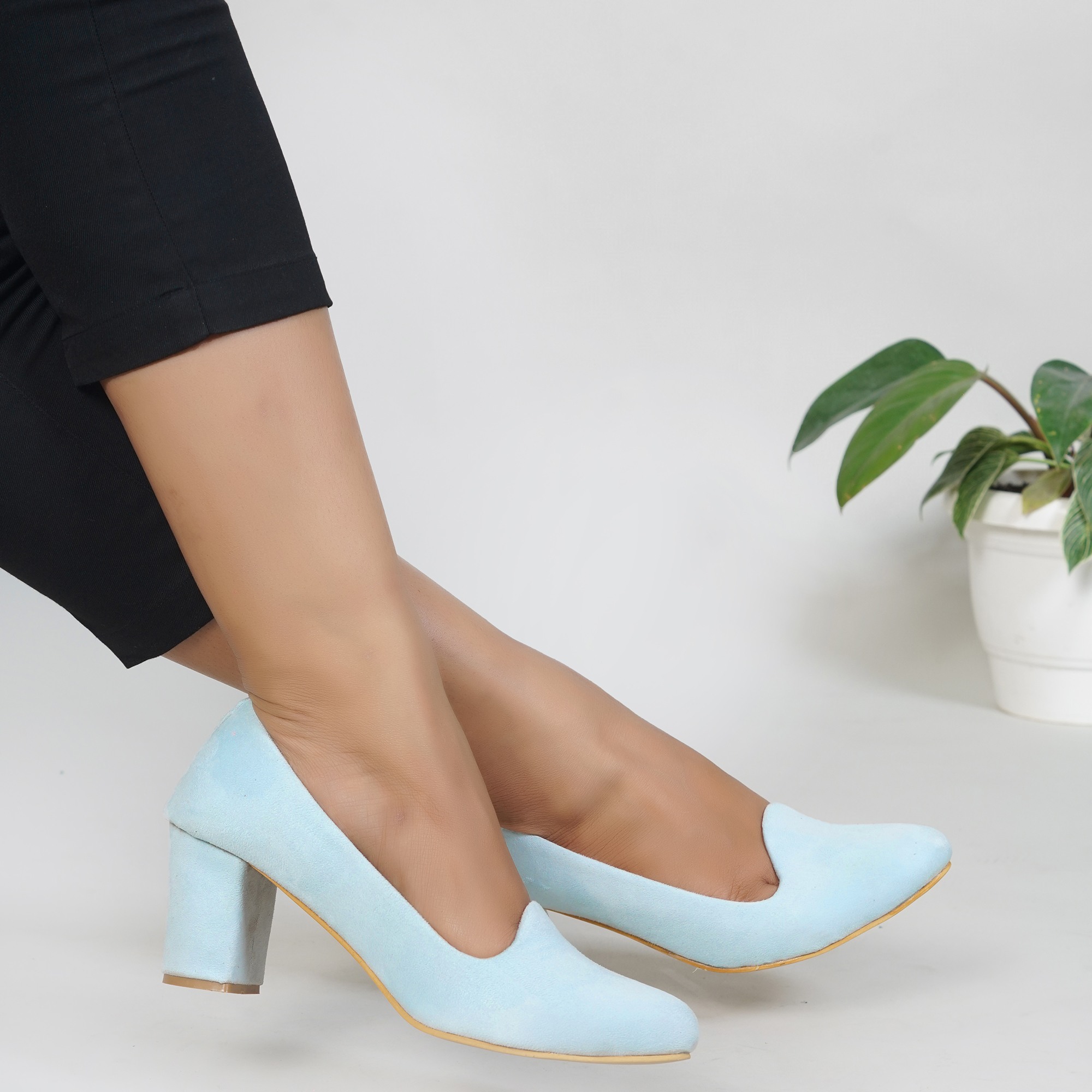 JM Looks Stylish Solid Bellies Ballet Shoes with Block Heels For Women