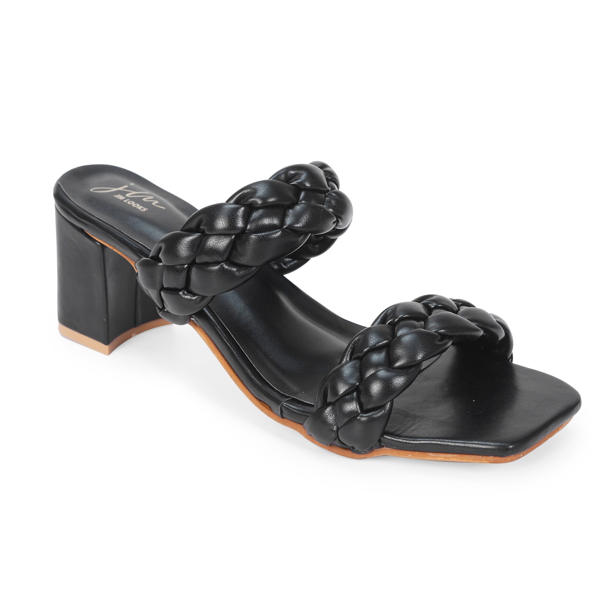 JM LOOKS Black Block Heels Sandal and Slipper's Comfortable Stylish Daily Use Wear Casual and Party 