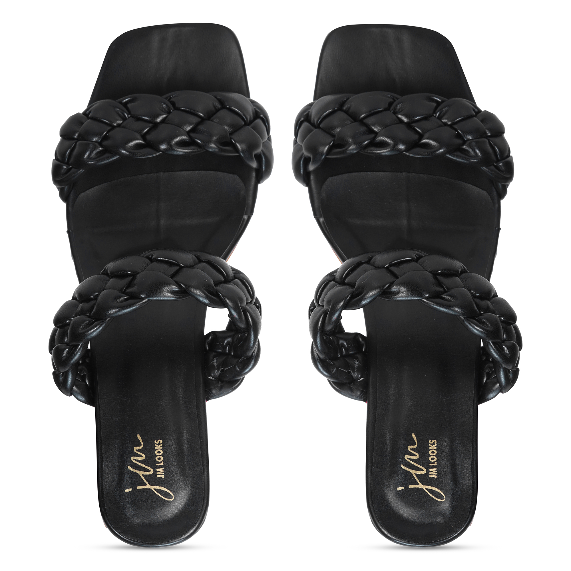 JM LOOKS Black Block Heels Sandal and Slipper's Comfortable Stylish Daily Use Wear Casual and Party 