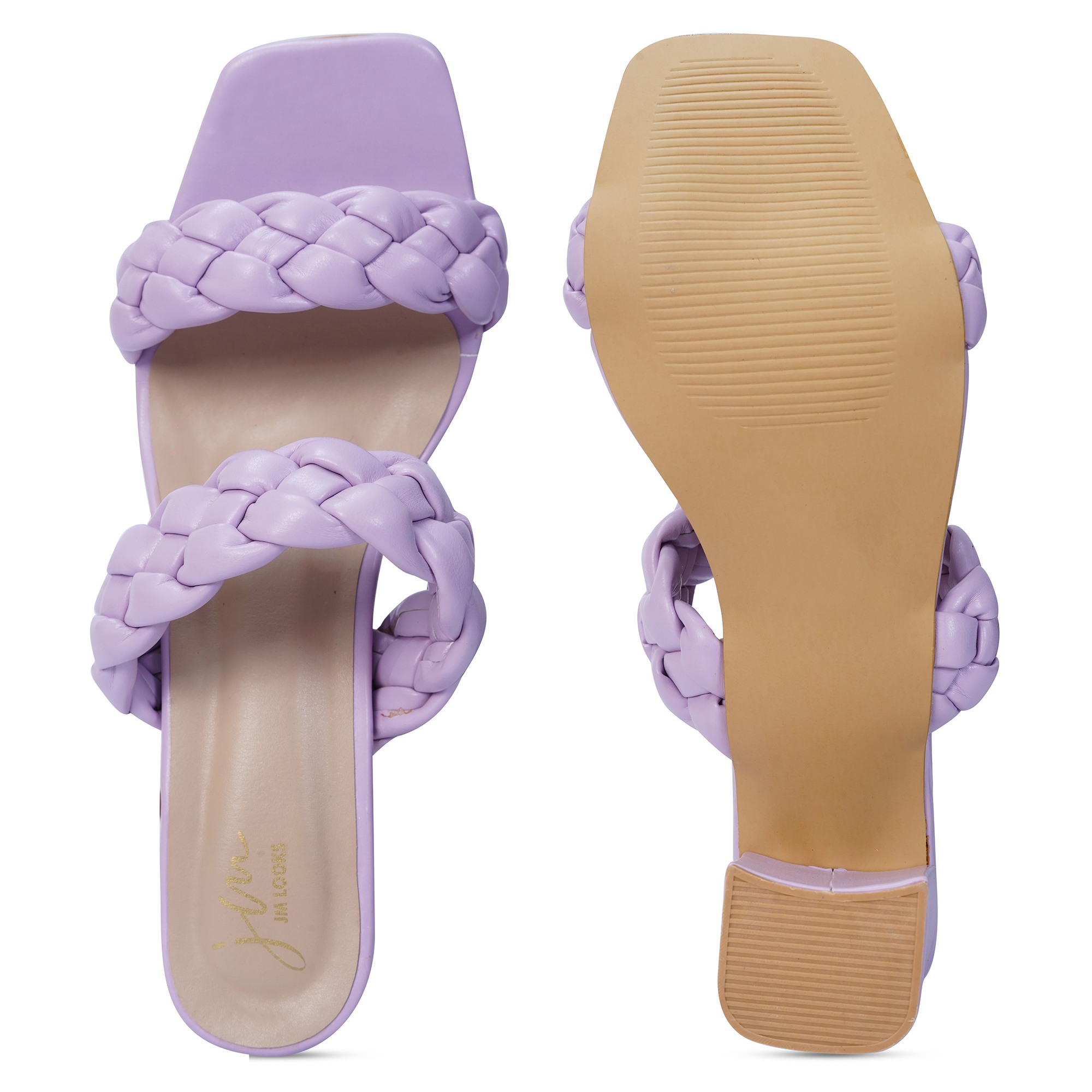 JM LOOKS Lavender Block Heels Sandal and Slipper's Comfortable Stylish Daily Use Wear Casual and Party 