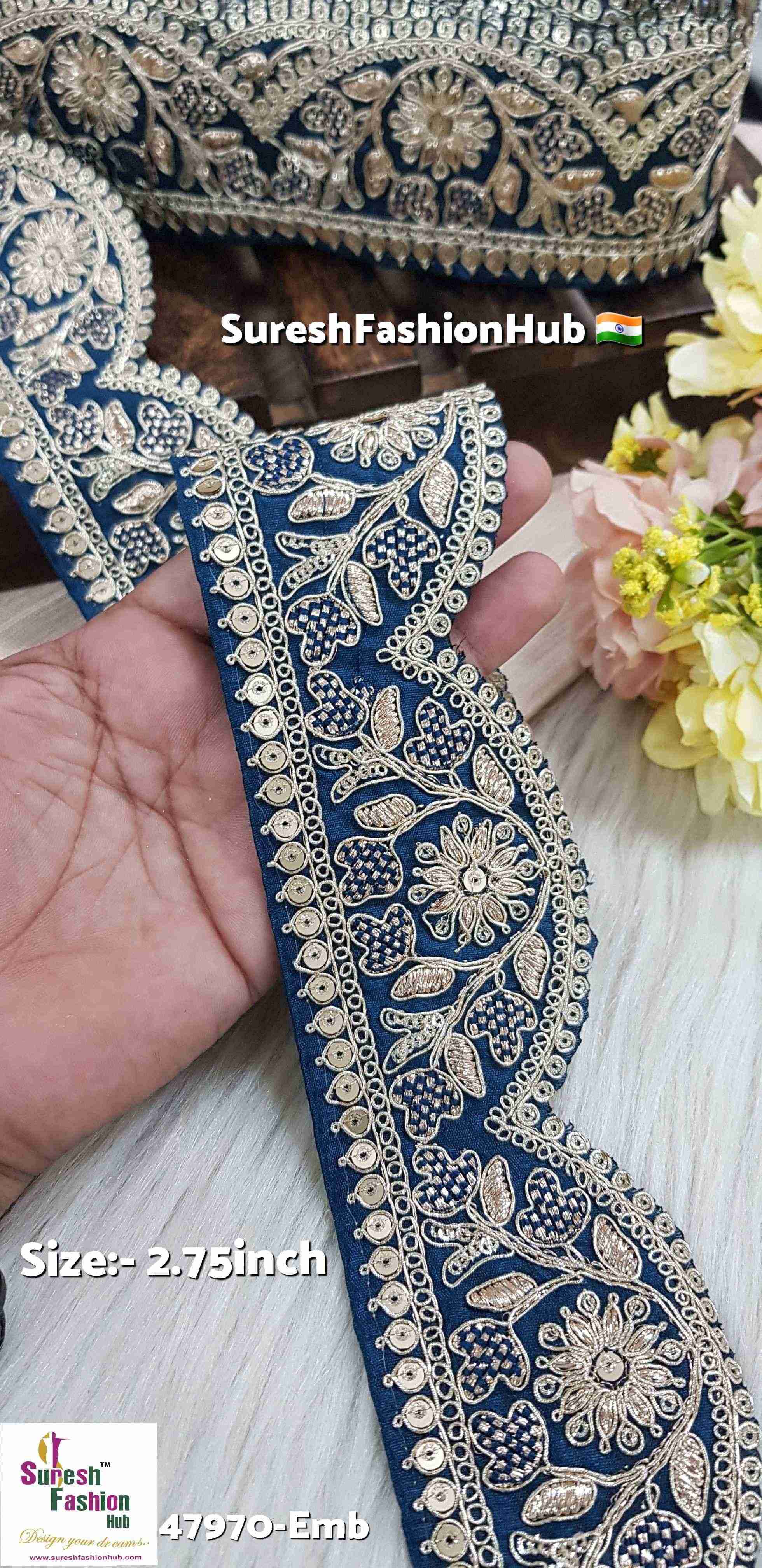 Peacock Pearl Scallop Floral Embroidery Lace